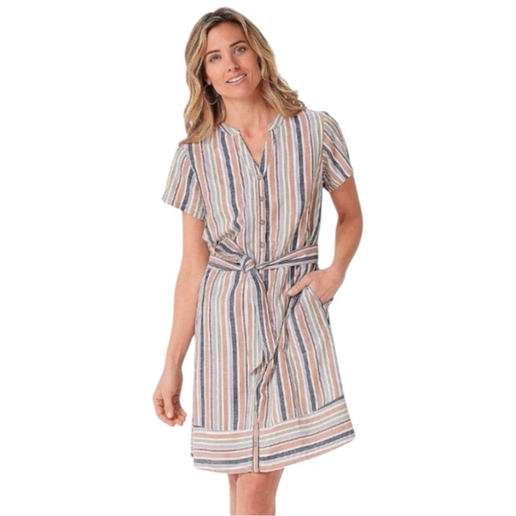 Isaac Mizrahi Striped Shirt Dress - Picture 1 of 8